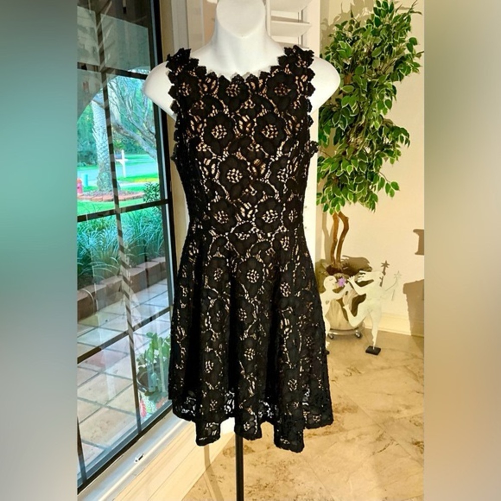 City Studio Black Floral Lace Mini Dress